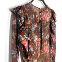 Bordeaux Doen Sz S Clover Ruffle Trim Maxi Dress in  Brown Winter Floral Photo 7