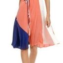 Yumi Kim  Womens Leon Tricolor Colorblock Silk Midi Dress With Tie Belt Size XS Photo 0