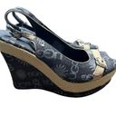 UGG NEW  Noella denim and leather sling back peep toe wedge heels size 9 Photo 8