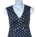 Maeve Anthropologie  Ophira Faux Wrap Fit & Flare Blue and Gold Dot Dress Small Photo 4