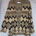 kim rogers  Tan Black Chevron Pattern Open Front Cardigan Womens XL Photo 0