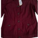 Christopher & Banks NEW  Blazer Jacket Medium Red Wine Eyelet Trim Cotton Pockets Photo 7