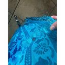 Paris Montana Vintage Salvage Duster Turquoise Blue Burnout Velvet Fringe Silk Size undefined Photo 5