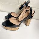 Pour La Victoire  Stiletto Platform Patent Leather Cork Heels 7.5  Black Strappy Photo 4