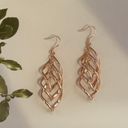 14K Rose Gold Plated Twist Leaf Dangle Earrings for Women Photo 0