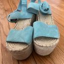 Marc Fisher Blue Suede  Platform Sandals Photo 0