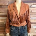 Beulah  Faux Suede Coral Fringe Jacket Size L Photo 0