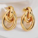 Gold Geometric Drop Dangle Earrings for Women/ Long Link Dangle Earrings Photo 0