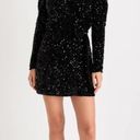 Lulus Glowing Muse Black Sequin Velvet Long Sleeve Wrap Mini Dress Photo 1