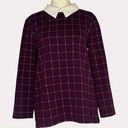 The Loft  Outlet Twofer Collared Knit Top Blouse Plaid Rust Red Cream M Photo 0