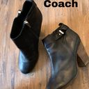 Coach  Ankle Boots Black soft Leather wood Heel Bootie Size 8.5 Photo 1