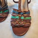 Frye  Colette Braided T-Strap Leather Sandal Wedge Size 9 Photo 4