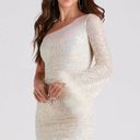 Windsor Donna White Sequin Faux Fur Trim Party Dress Photo 2