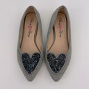 Penny Loves Kenny  Heart Glitter Sequin Pointy Toe Gray Suede Flats Photo 0