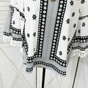 Soho  New York & Comp Boho Fringe Hem Floral Popover Shirt White Black Large Photo 6