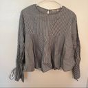 Heart Hips Cropped Loose Blouse Gray White Stripes Size M Photo 1