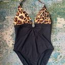 Ralph Lauren Y2K Lauren  animal print ring halter one piece swimsuit, size 12 Photo 0