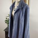 Coldwater Creek Rib Weave Blue Striped Collared Jacket Women's 20 Long Sleeve Photo 2