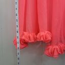 Vintage Womens M Coral Pink Neon Full Length Robe w/ Ruffled Neckline Orange Size M Photo 3