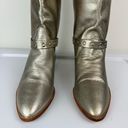 Vtg Y2K 9West Champagne Metallic Western Riding Boots Sz 8 Buckle Cowgirl Silver Photo 10