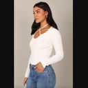 Petal and Pup  Paelia White Ribbed Knit Tie Neck Top 8 Photo 4