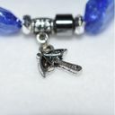 Source Unknown Sparkling Stunning Blue Bead Silver Tone Black Spacers Charm Stretch Bracelet Photo 2