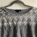 Tommy Hilfiger  Top Gray w/ White Embroidery & Eyelet Details Short Sleeve Tee L Photo 1