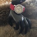 Ladies red soft silicone band rhinestone watch Photo 1