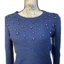 a.n.a a new approach Blue Long Sleeve Pearl Knitted Sweater, Small Photo 1