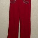 BCBGMAXAZRIA  Y2K Studded Low Rise Wide Leg Track Pants Red Size XL NWOT Photo 0