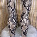 Steve Madden Evana Snakeskin Reptile Print Black White Heeled Boots Photo 5