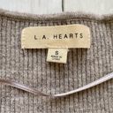 LA Hearts Women’s Cropped Brown Soft Lightweight V Neck Long Sleeve Sweater Top NWOT Sz S Photo 2