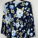 White Mark Blanche Blue Floral Asymmetric 3/4 Sleeve Tunic Top Plus Size 3XL NWT Photo 8