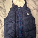 American Eagle Y2K  Puffer Fur Hooded Best Coat Jacket Womens M Navy Blue Photo 1