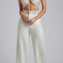 Meshki  Kimia Satin Ruched Tie Halter Crop Top Large Tofu Ivory Cream Photo 1