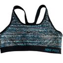 Nike  Pro Dri-Fit Women's Black and Blue  Racerback Sports Bra Size Medium Photo 2