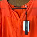 T Tahari NWT  orange sheer button down sleeveless blouse size S! Photo 3