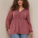 Torrid Babydoll Fabric Mix Super Soft Balloon Chiffon Sleeve Top Photo 0