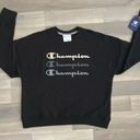 Champion Pullover Womans Large Black Powerblend Relaxed Crewneck Fleece Sweater Photo 0