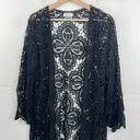 Bluivy Young Contemporary Crochet Black Kimono Duster open front long sleeve M Size M Photo 1