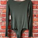 Open Edit Olive Green  Button Up Scoop Neck Long Sleeve Bodysuit Photo 11