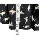 The Row Ducks In A Mini Dress Women L Black Cream Cat Print Short Sleeve Sheer Lined Photo 9
