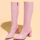 SheIn Baby Pink Chunk Heel Boots Photo 1