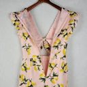 Moodie Womens Jumpsuit Medium Pink Lemon Print Cut Out Bow Tie Flutter Sleeve Photo 13