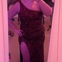 Windsor Burgundy One-Shoulder Sequin Dress Photo 9