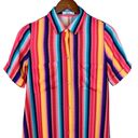 Nana Macs  Shirt Dress Maxi Colorful Bright Stripes Button Front Size S Photo 1