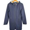 Calvin Klein  Womens Soft Shell Mid Length Hooded Rain Jacket Blue size XS Photo 0