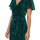 DKNY  Green Flutter Sleeve Faux Wrap Polkadot Dress Photo 0