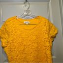 Coldwater Creek  Mustard Yellow Lace Scoop Neck Short Sleeve Tee size L Photo 6