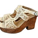 American Eagle  NWT Lace Crochet Canvas Cork Wedge Heeled Platform Sandals Photo 0